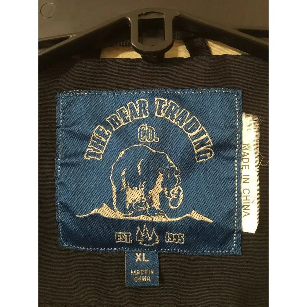 The Bear Trading Co XL Black Tan Windbreaker Bomber Jacket Mar Vista FL Dockside